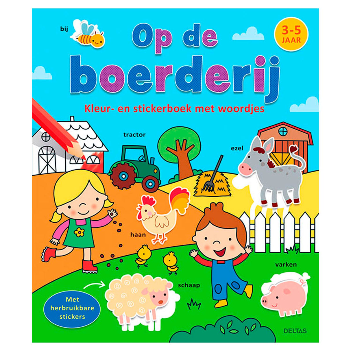 Deltas color sticker book with words on the farm