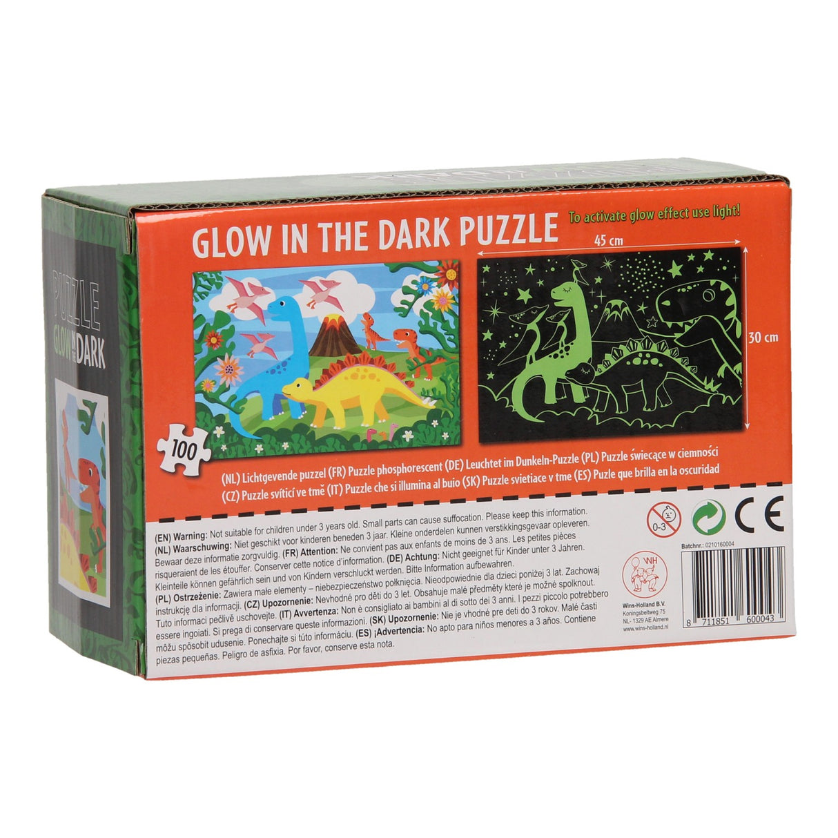 Leg puzzle glow in the dark - dinosaurs, 100th.