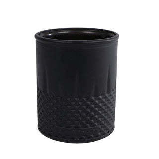 Tealight Holder Diamond Mat Black Glass 9x9x10.5cm