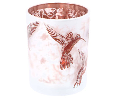 Tealight holder Hummingbird L White Brown Glass 10x10x12.5cm