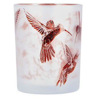 Tealight holder Hummingbird L White Brown Glass 10x10x12.5cm