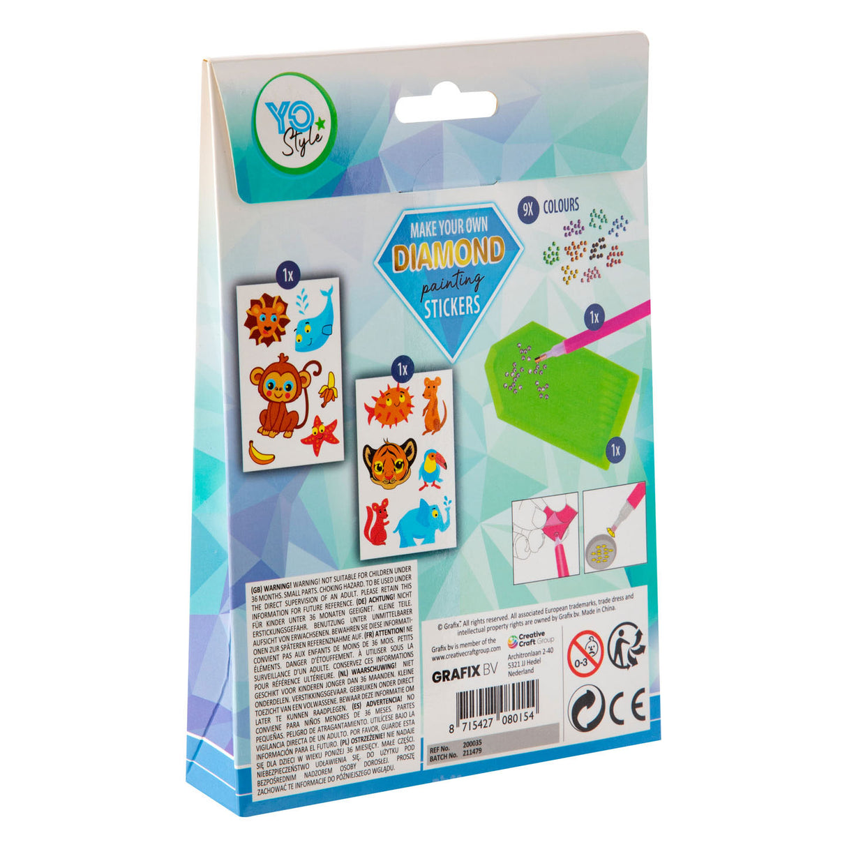 Creative craft group maak je eigen diamond painting stickers, 12dlg.