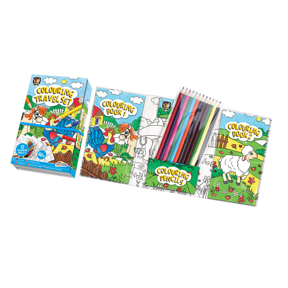 Livres à coloriage (2e) avec crayons - ferme