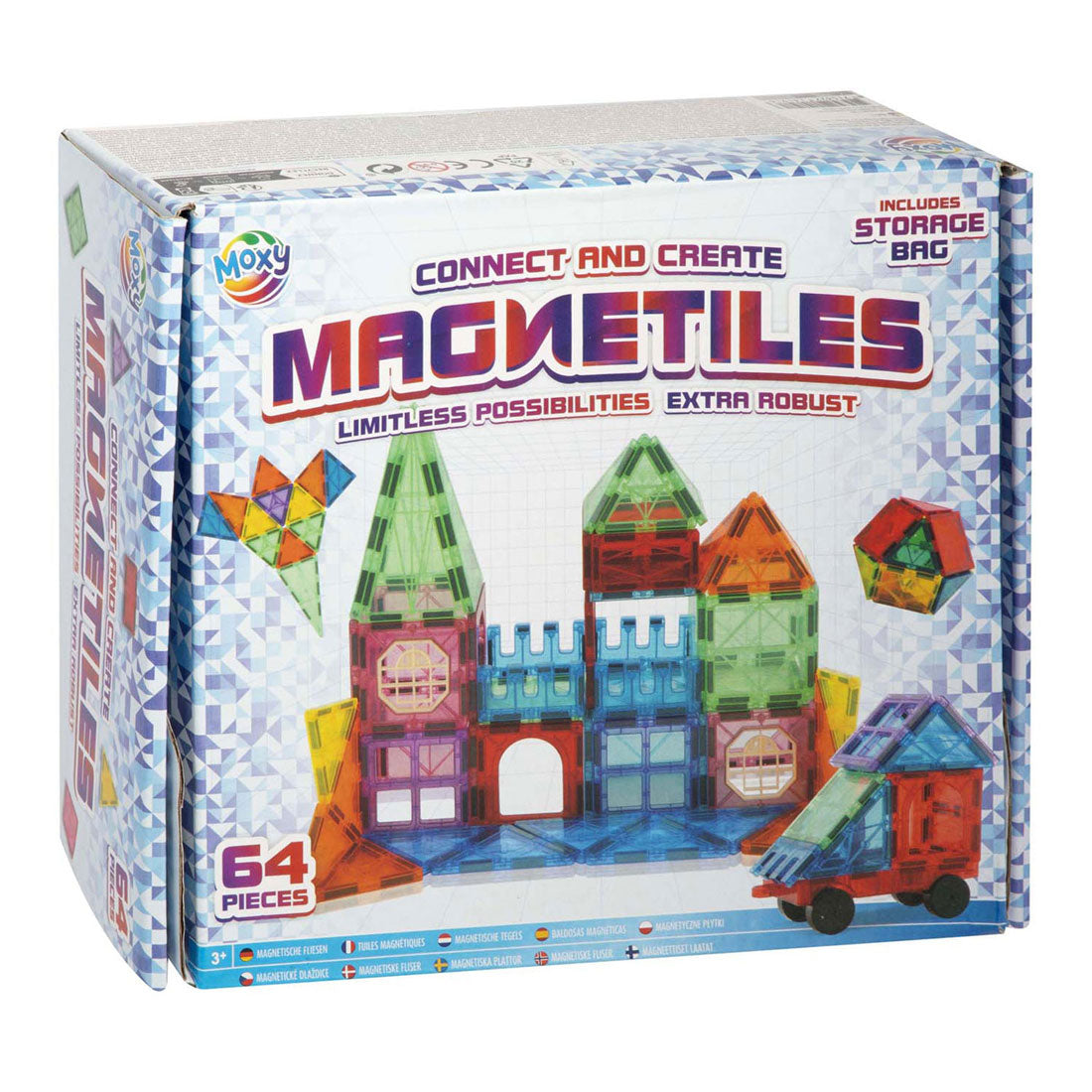 Creative Craft Group Magnetic Building Tiles with storage bag, 64dlg.
