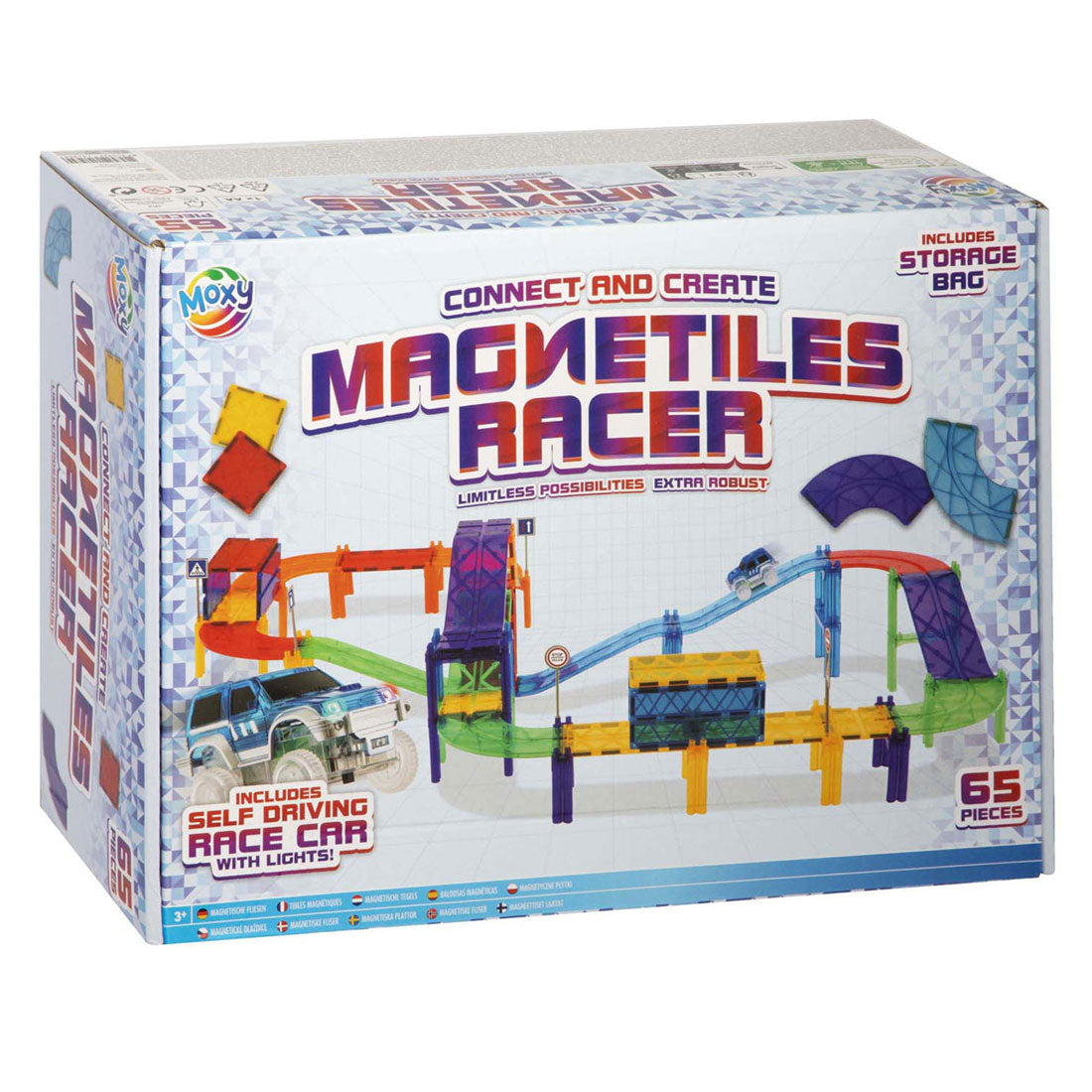 Creative Craft Group Magnetic Building Toys Tiles dálnice s automobilovým a úložným taškou,