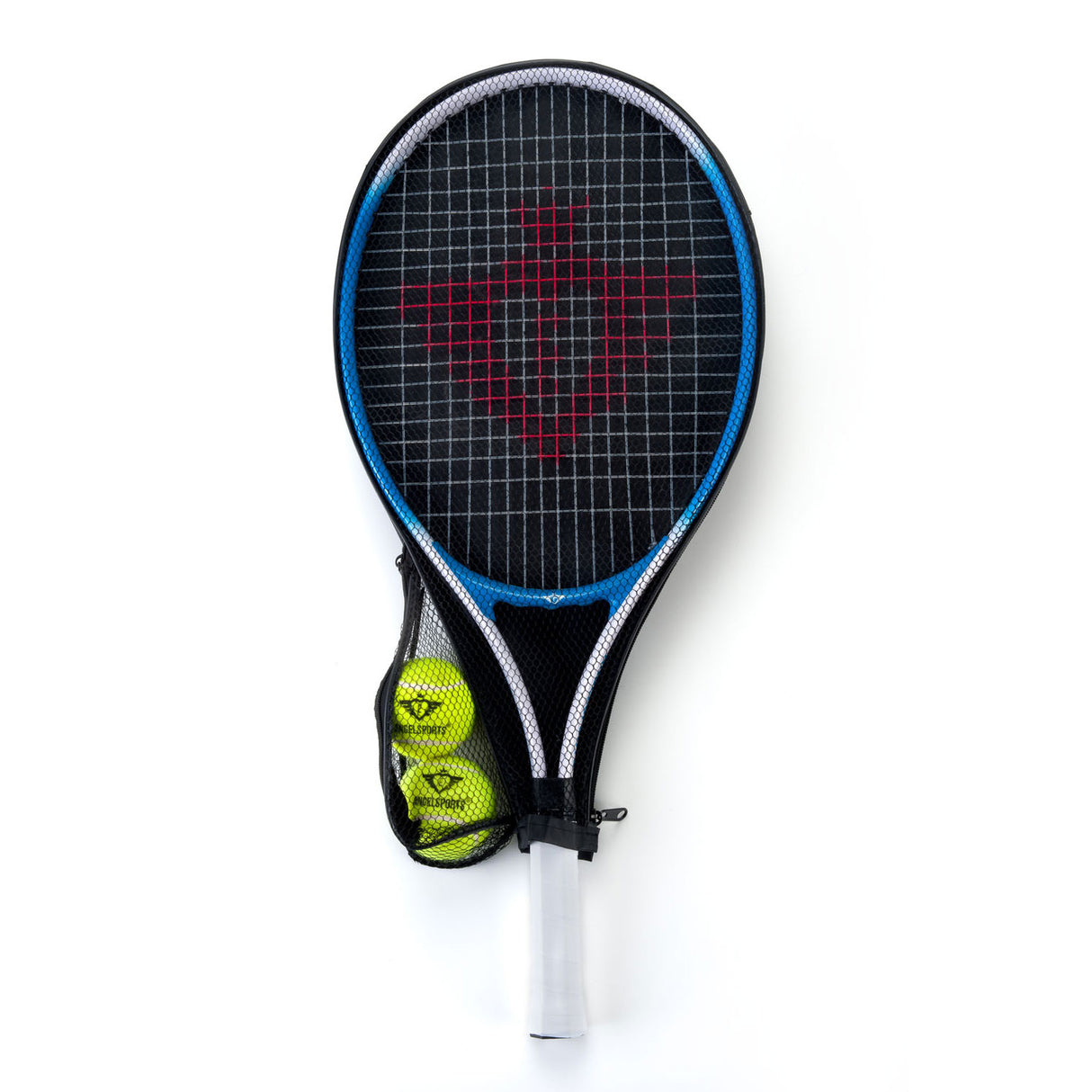Tennis racket with cover and 2 balls blue