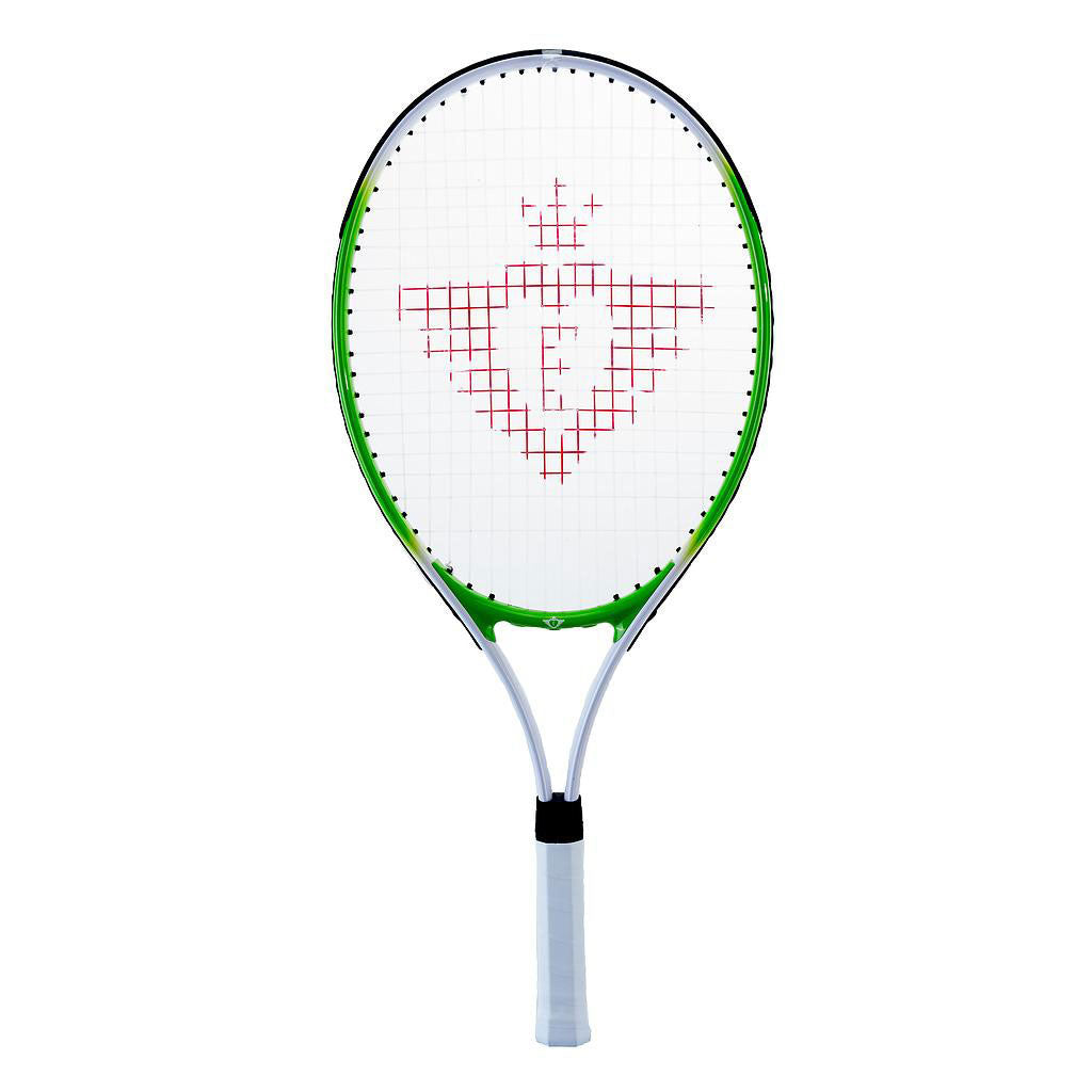 Tennisracket med täckning och 2 bollar gröna