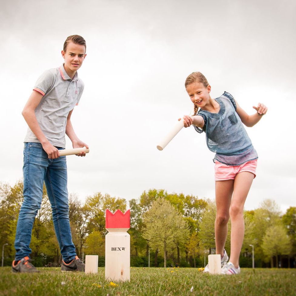 Kubb Original Rubberhout z czerwonym królem