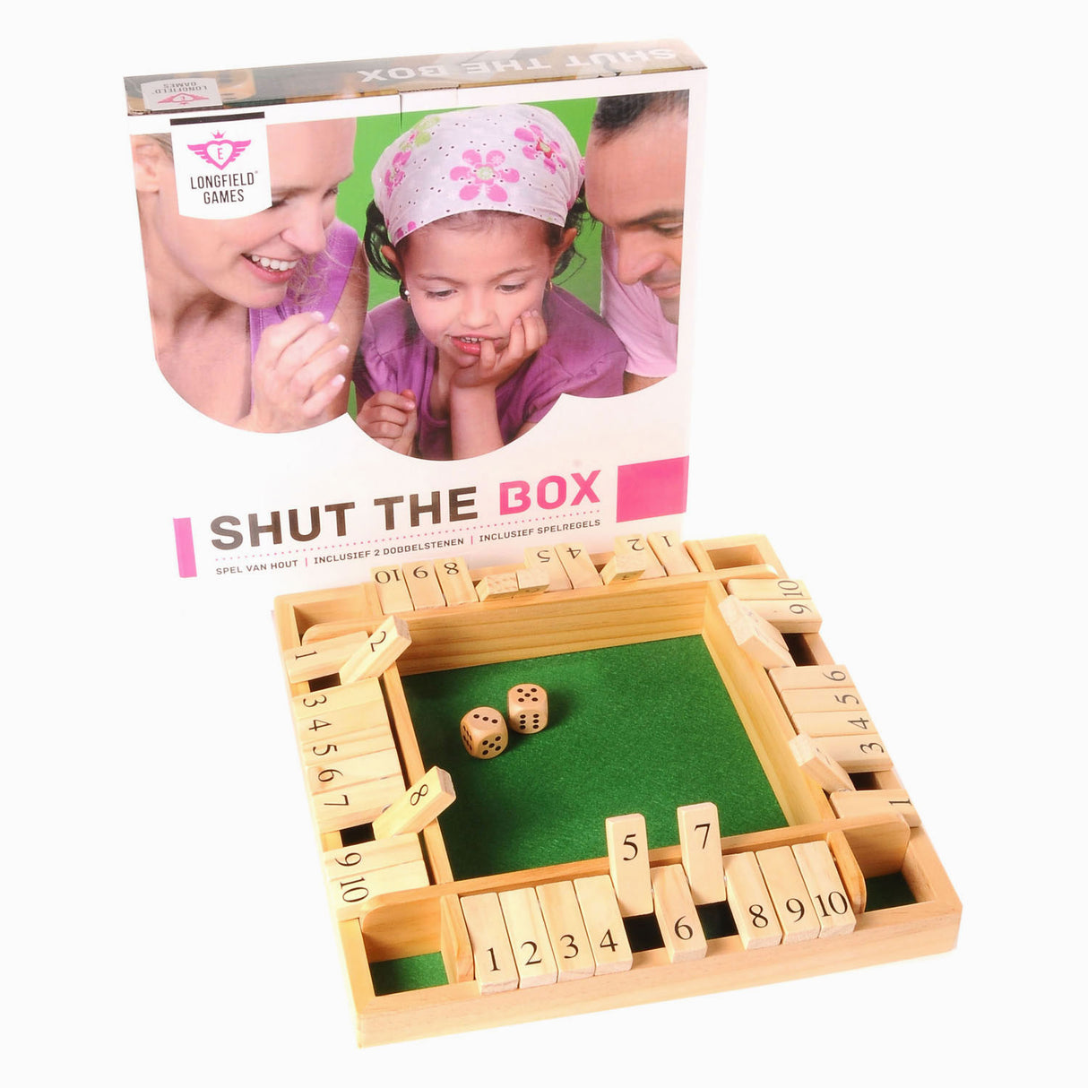 Shut The Box Houten Dice Game, 4 Players