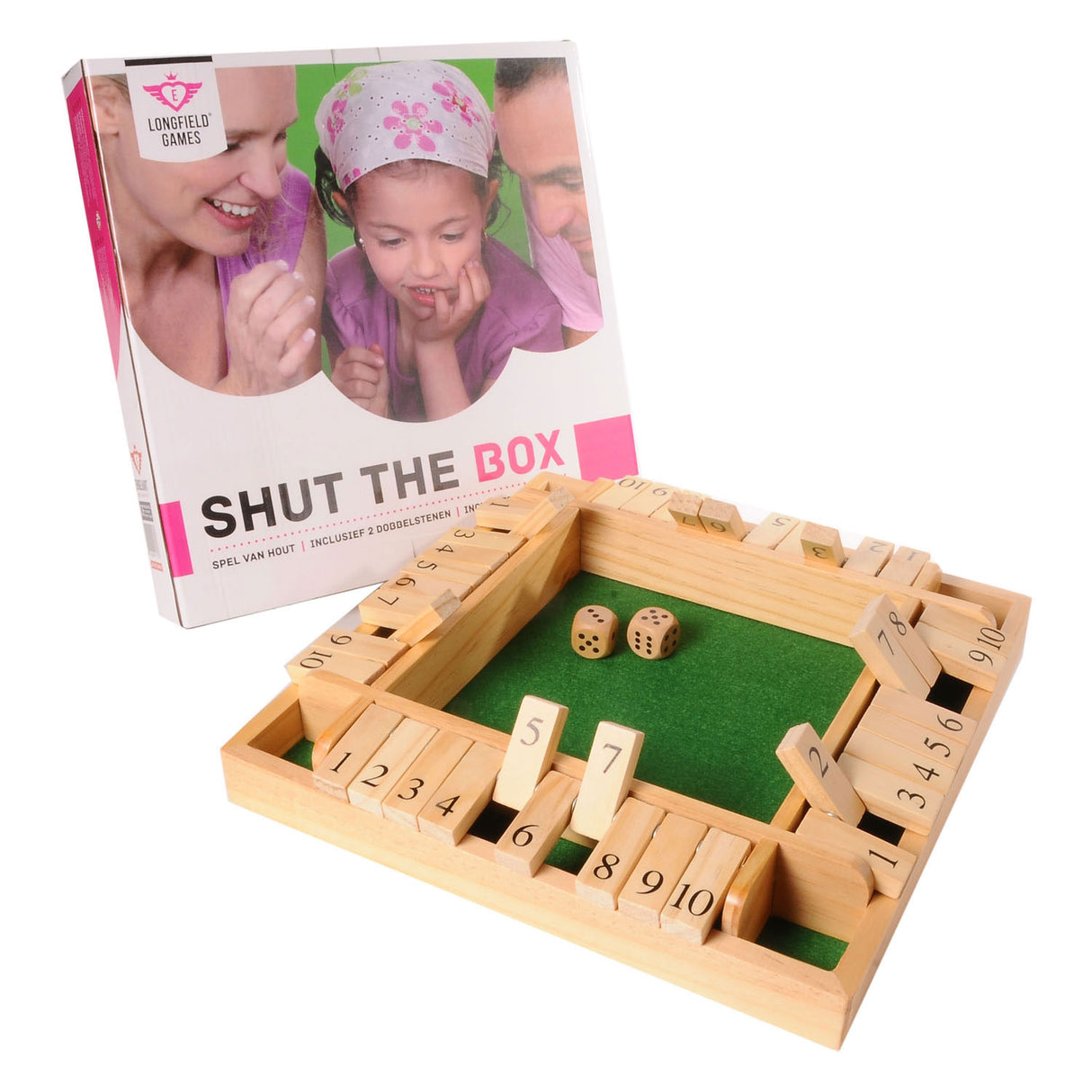 Shut The Box Houten Dice Game, 4 Players