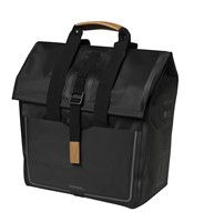 BASIL Urban Dry Shopper - Vandtæt cykelkøber, vegansk læderdetaljer, justerbar lukning, refleksion, mat sort