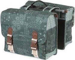 Basil Bohème Double Bicycle Bag - Green, Water -Retoting, 35L, including Mik Adapterplaat