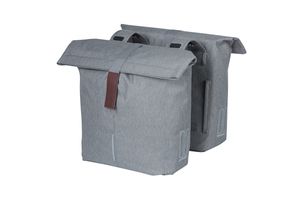 Basil City Double bicycle bag gray, water-repellent, suitable for e-bikes, reflective, 28-32L