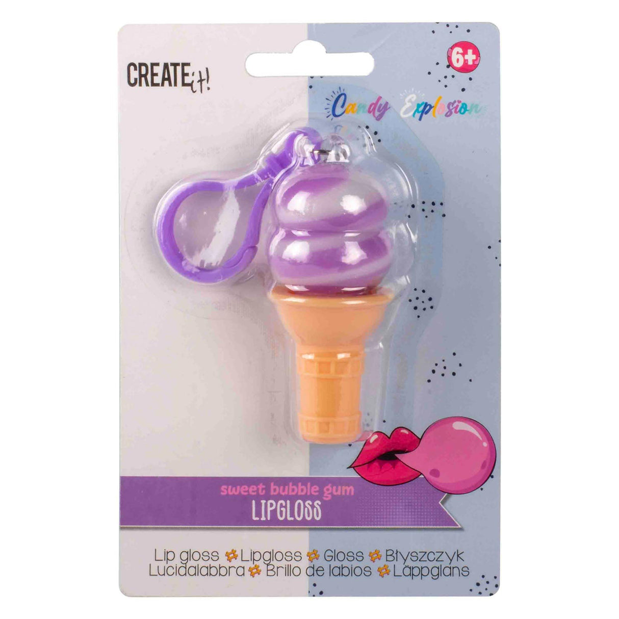 Canenco to vytvořte! Candy Explosion Lip Gloss Ice Cream Klíčový prsten