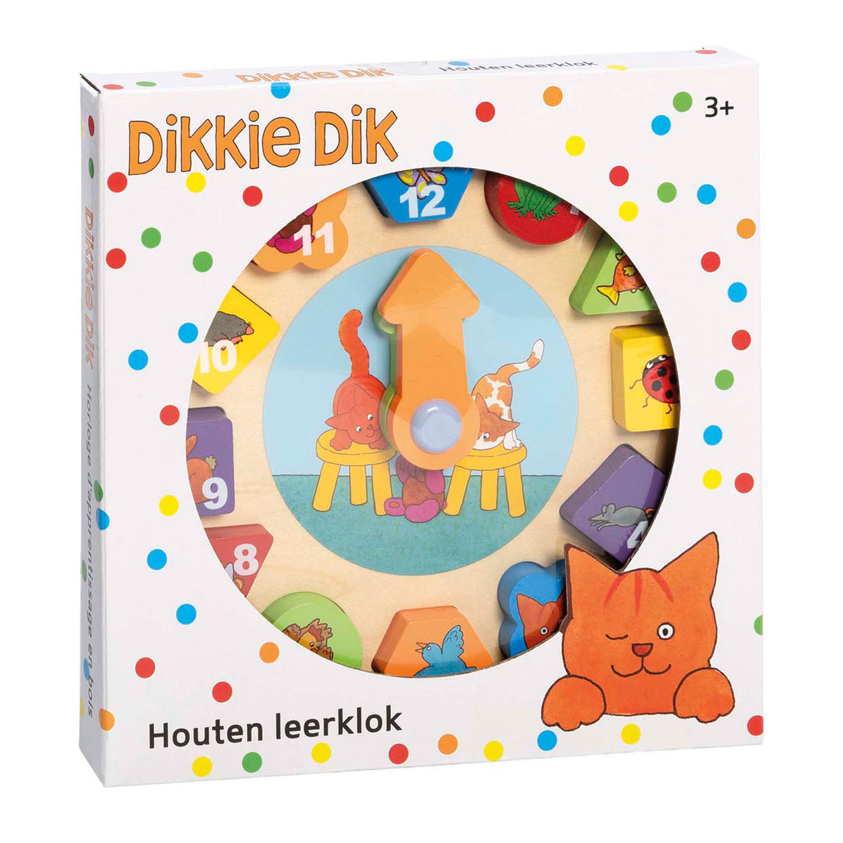 Bambolino Toys Dikkie Dik Wooden Learning Clock, 12dlg.