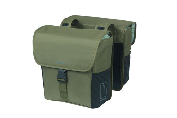 Basil Double Bicycle Bag Go 32 Liter - 14 x 27 x 31 cm - Mørkegrønn