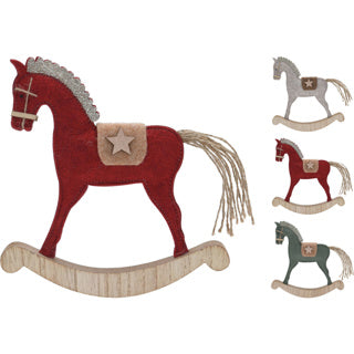Caballo fieltro en el estándar de madera