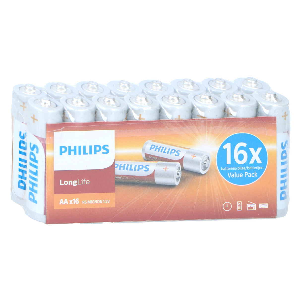 Philips LongLife AA Battery, 16st.