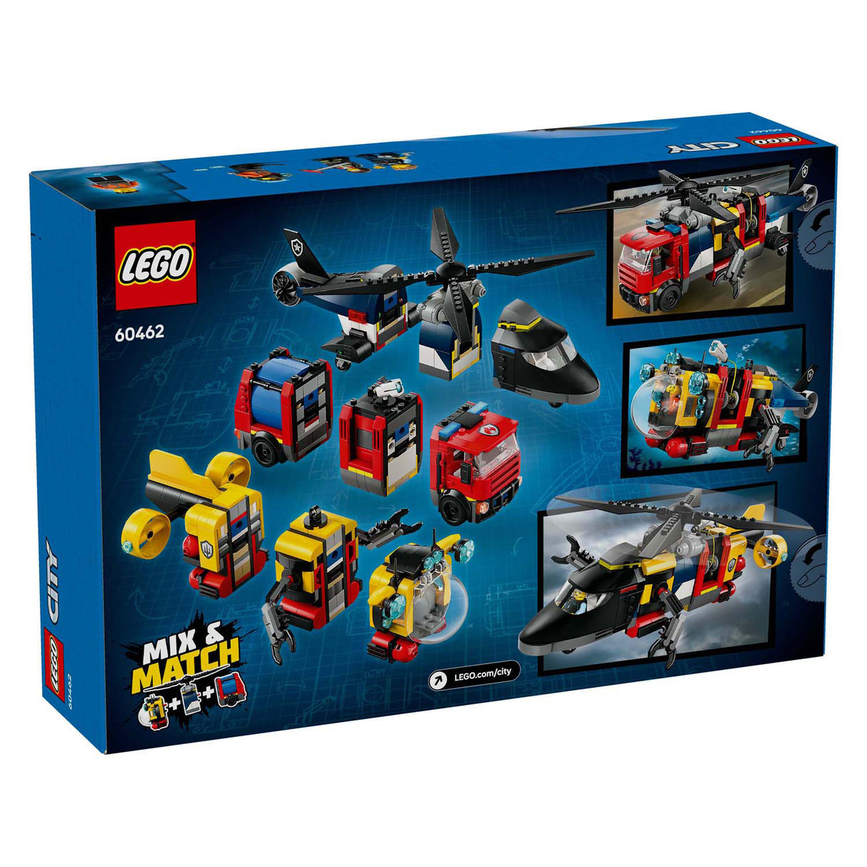 LEGO CITY 60462 Elicottero, camion dei pompieri e remix di sottomissione