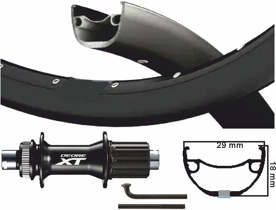 KGS Shimano XT Zadní kolo 28 29 palců (622) Černá 8-11 Speed ​​Centerlock přes axxle