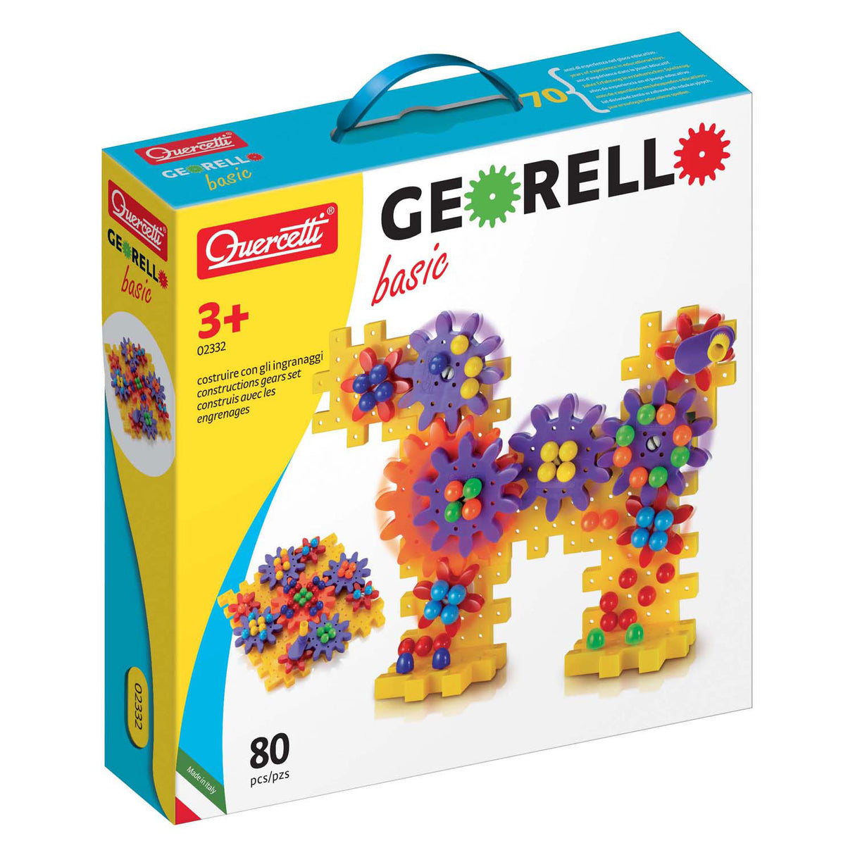 Quercetti georello tandwielenset hond bloem, 80dlg.