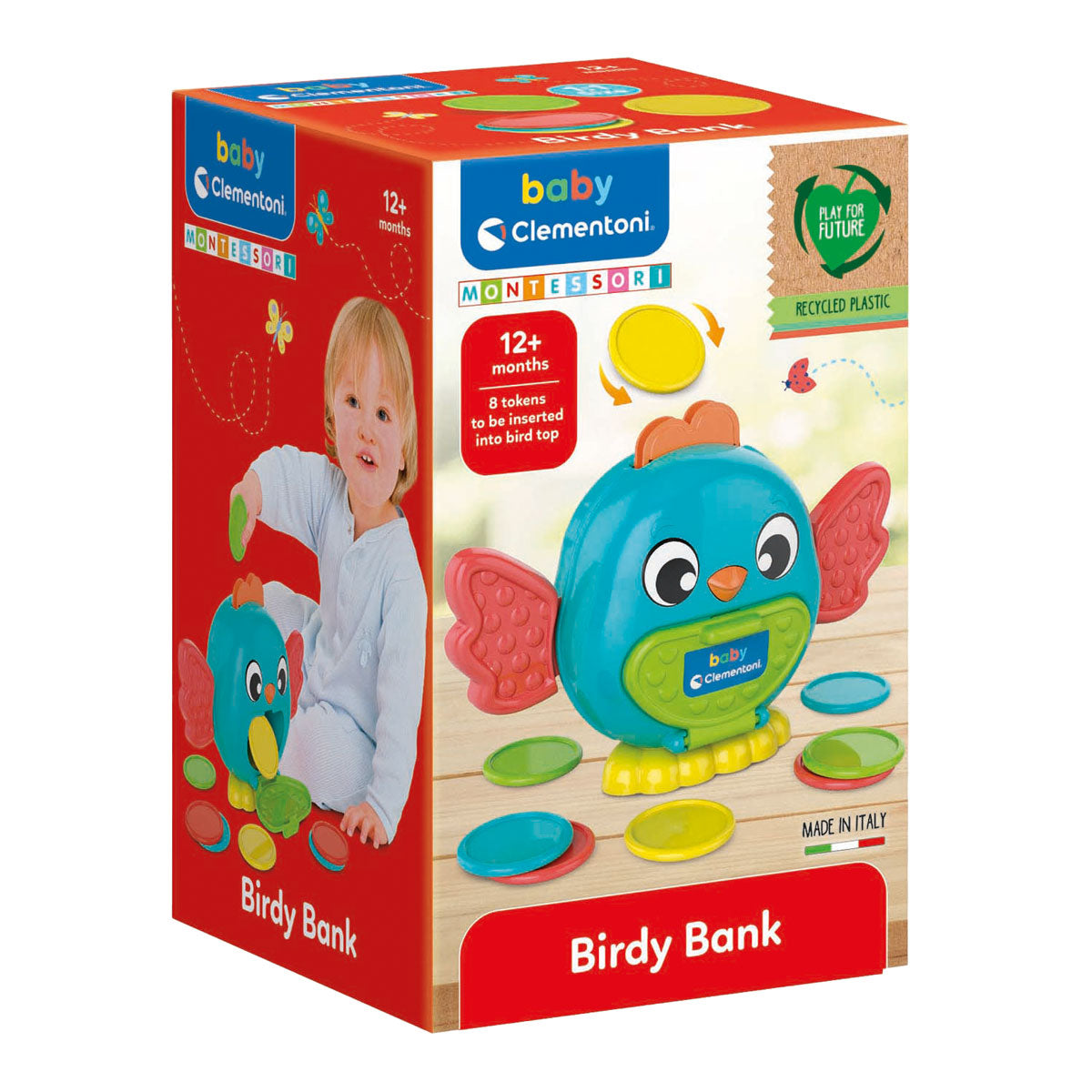 Clementoni Baby Vogel Bank con monete, 9dlg.