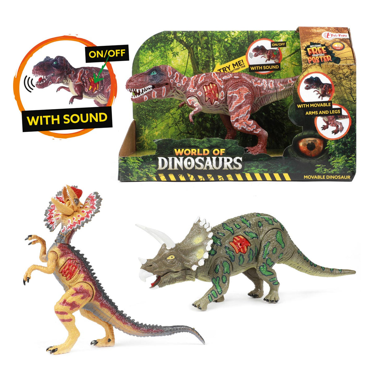 World of Dinosaurs difosauro, mobile con suono