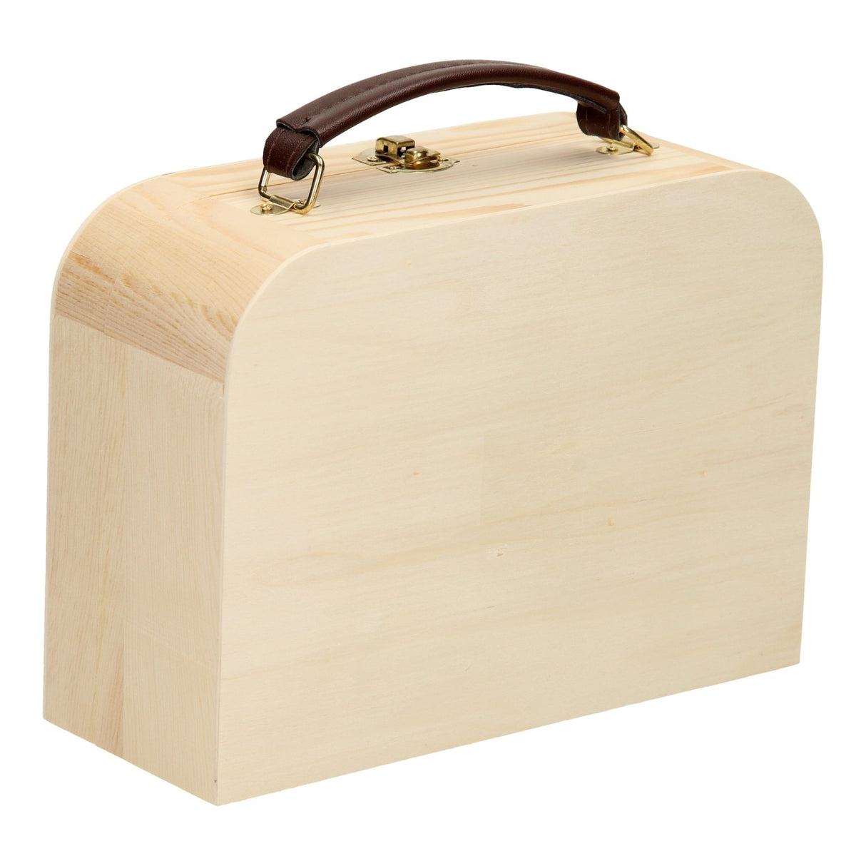 Wooden briefcase with leather handle pine