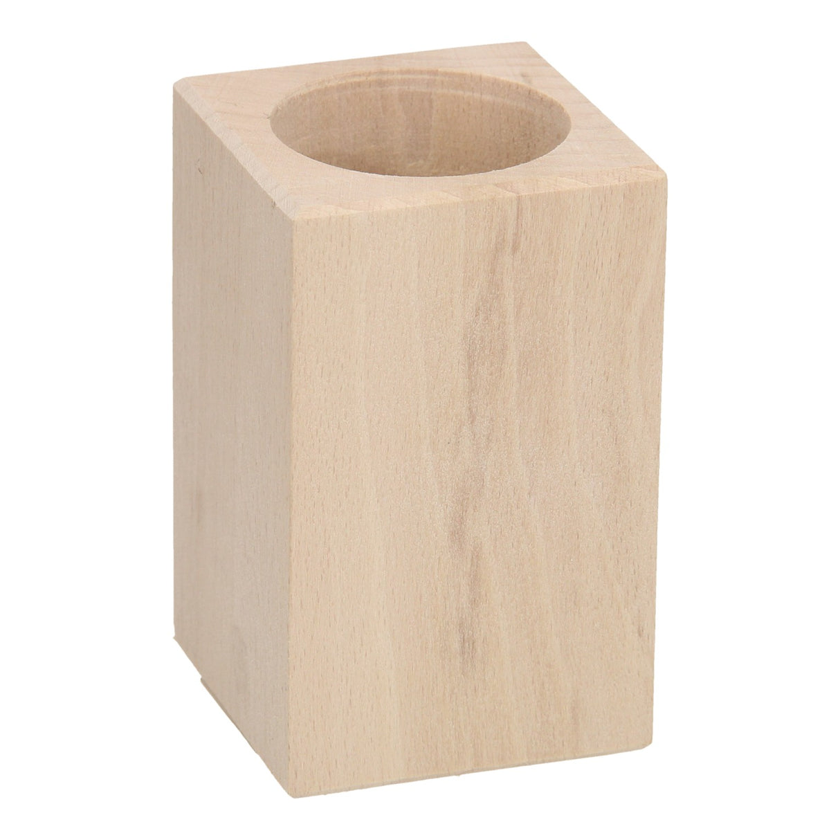 Playwood pen box square with round opening beech wood