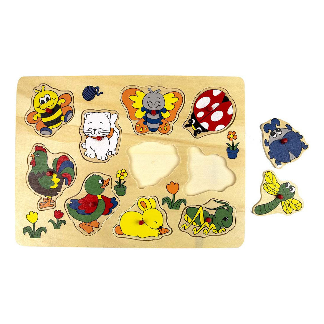 Playwood wooden studs puzzle animals around the house, 10st