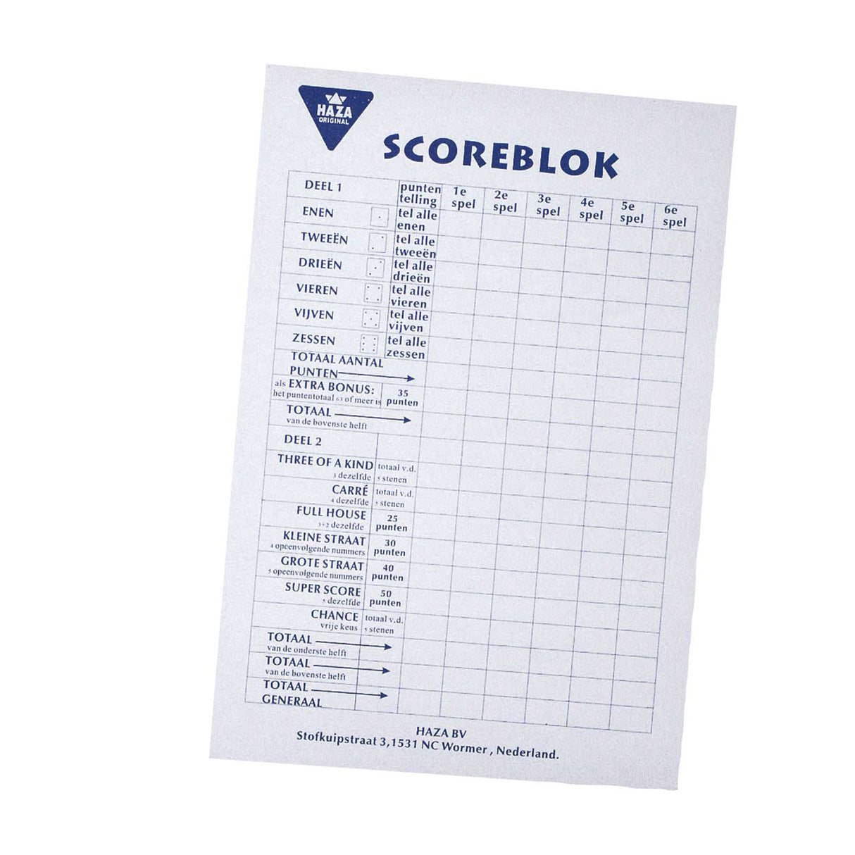 Haza Witbaard Score Block large, 50 sheets