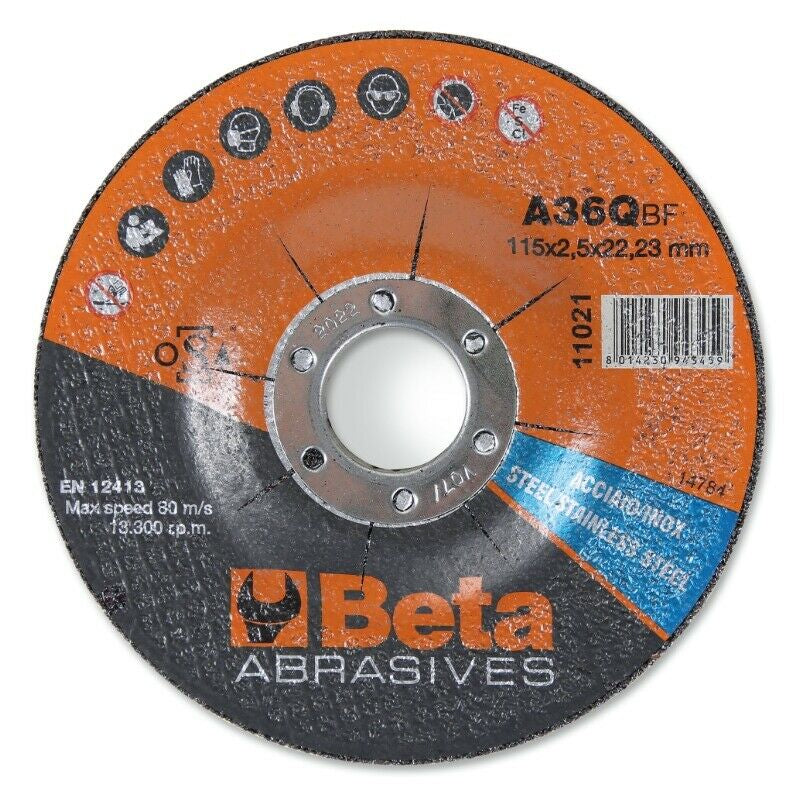 Strumenti di taglio beta Ø115 mm per acciaio inossidabile con centro continuo (10 pezzi)
