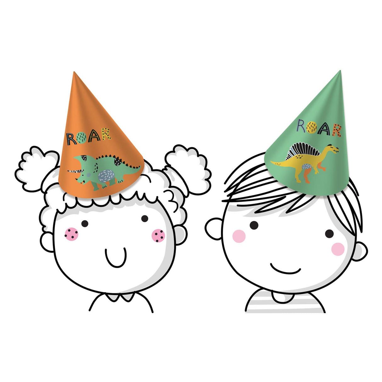 Paper Party Hats Dino Roars, 6st.