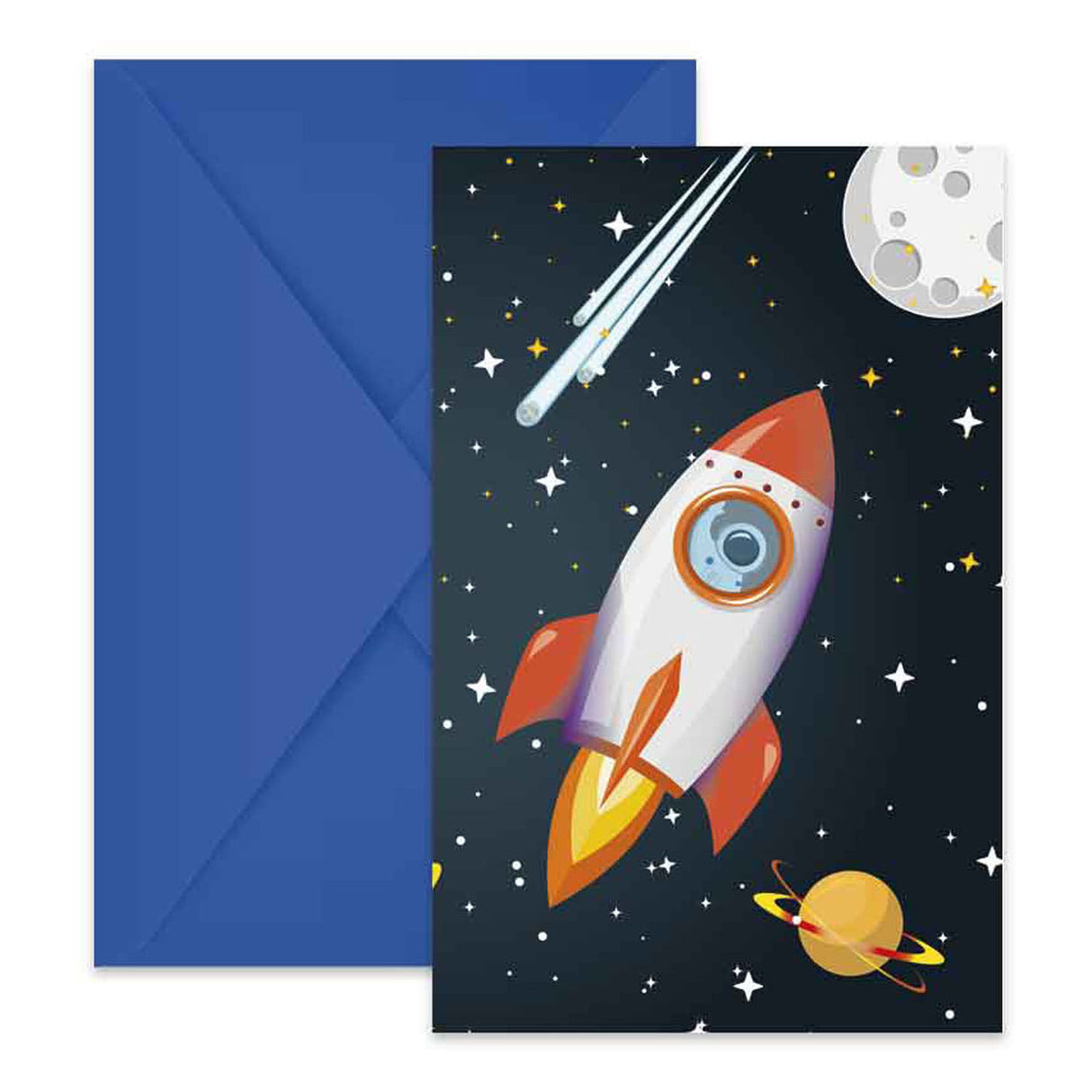 Invitations and envelopes FSC rocket space, 6st.