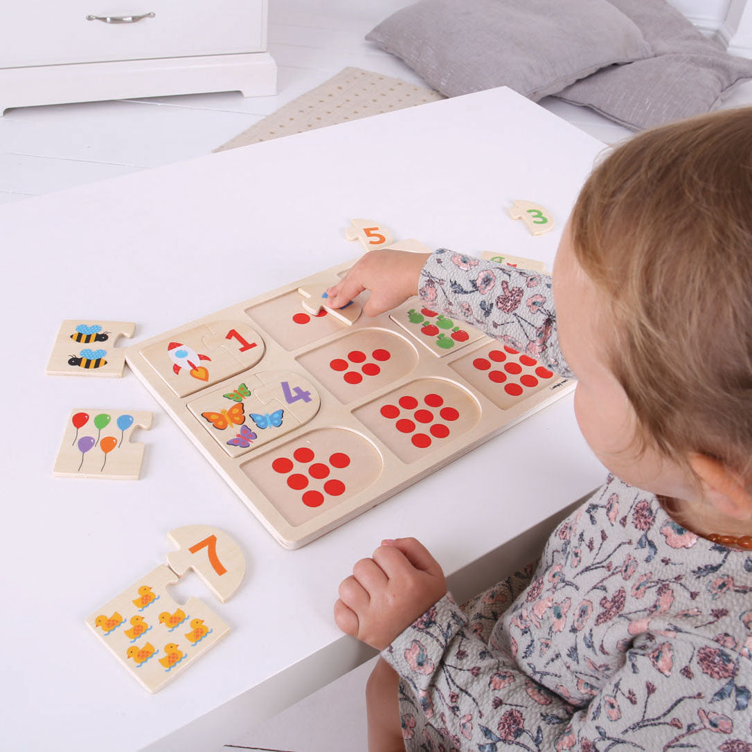 Bigjigs wooden learning puzzle numbers, 18dlg.