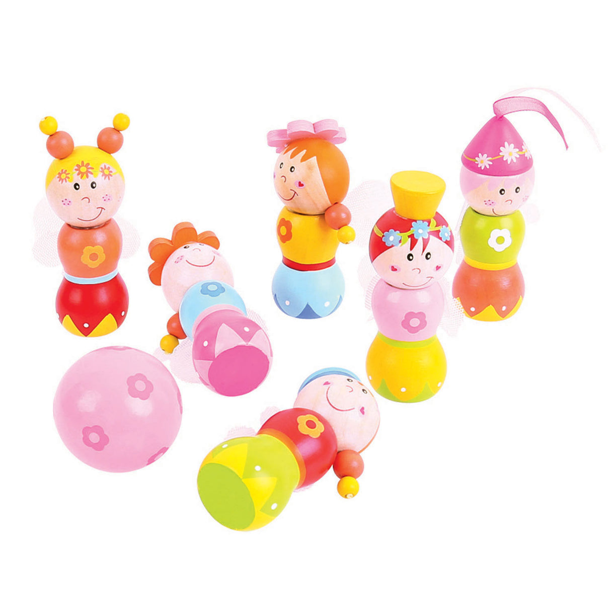 Bigjigs hëlzent Bowling Set Prinzessinne, 7DLG.