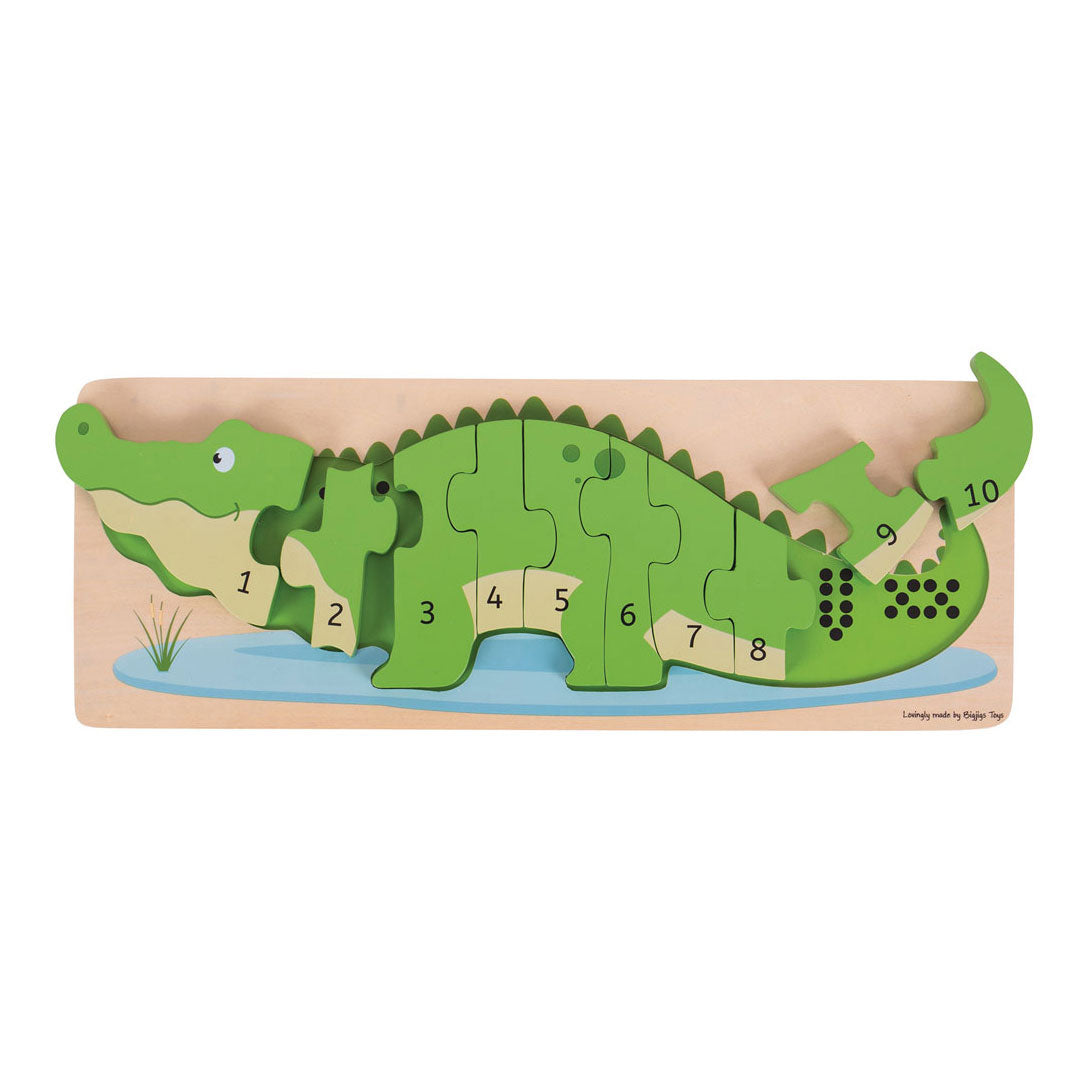 Bigjigs leseni tel puzzle crocodile, 10st.