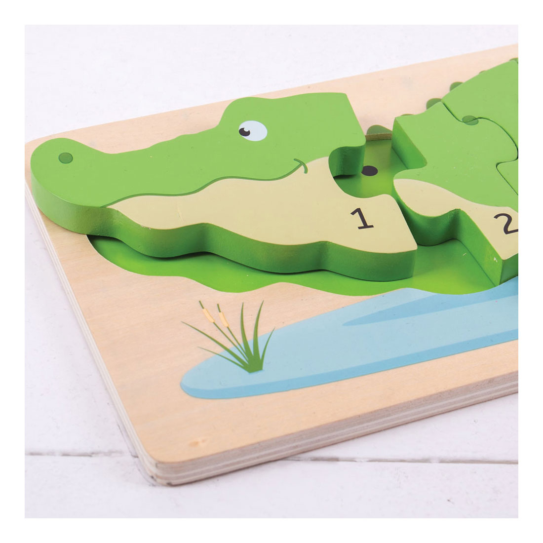 Bigjigs leseni tel puzzle crocodile, 10st.