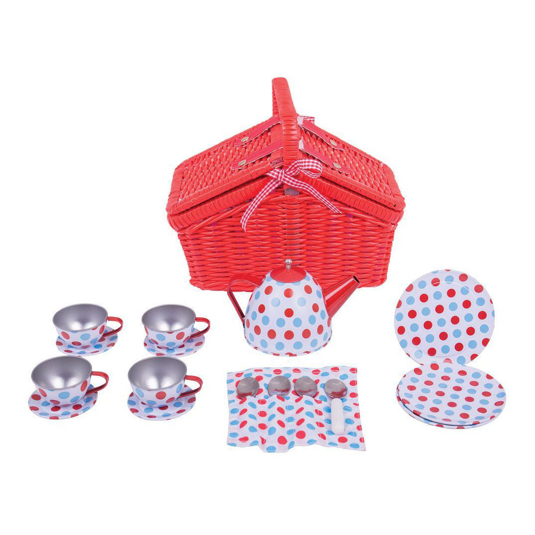 Čaj Bigjigs Set in Red Storage Basket