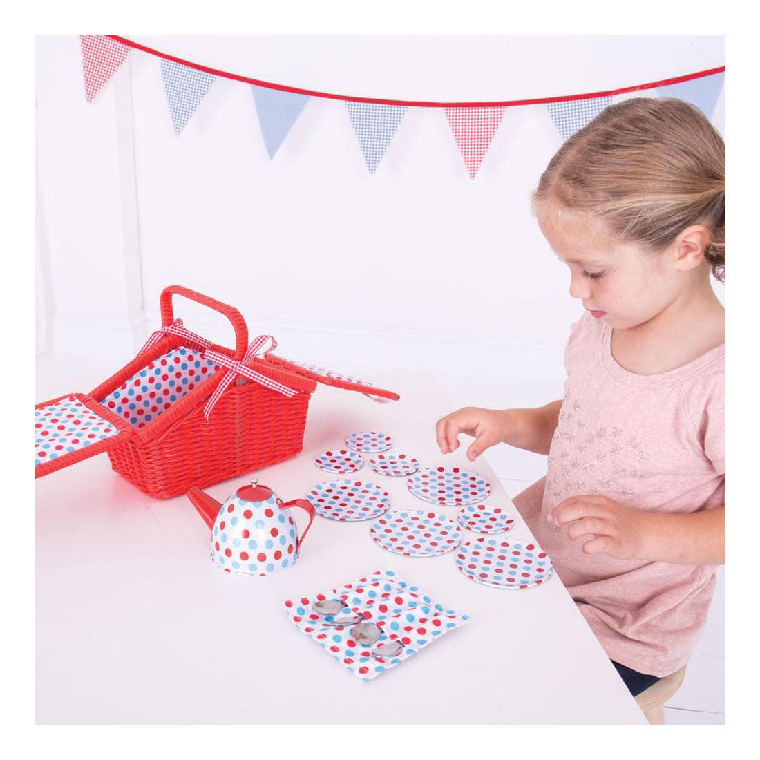 Čaj Bigjigs Set in Red Storage Basket