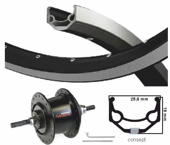 KGS Zadní kolo 28 palců 622 ZW Zilv Nexus 7 Rollerbrake Velgrem