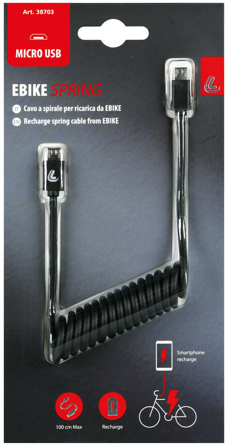 Spring mikro USB spiralni kabel Lampa Ebike (25 t m 100 cm)