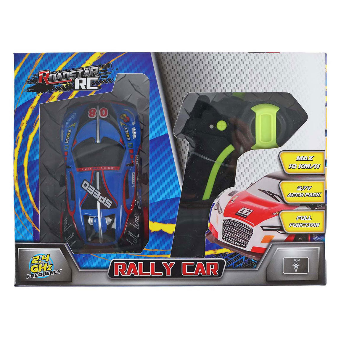 RC Roadstar Controllable Rally Car z lahkim modro 2,4 GHz, 13 cm