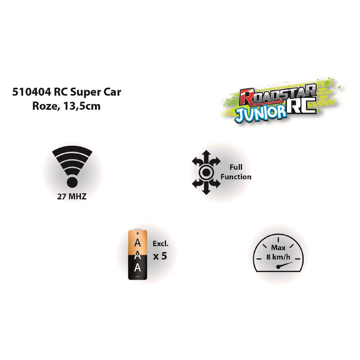 Rc bestuurbare auto roadstar roze 27mhz, 13,5cm