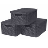 Curver Storage Boxen mit 3 -PC -Größe m Anthrazit mit Deckelstil