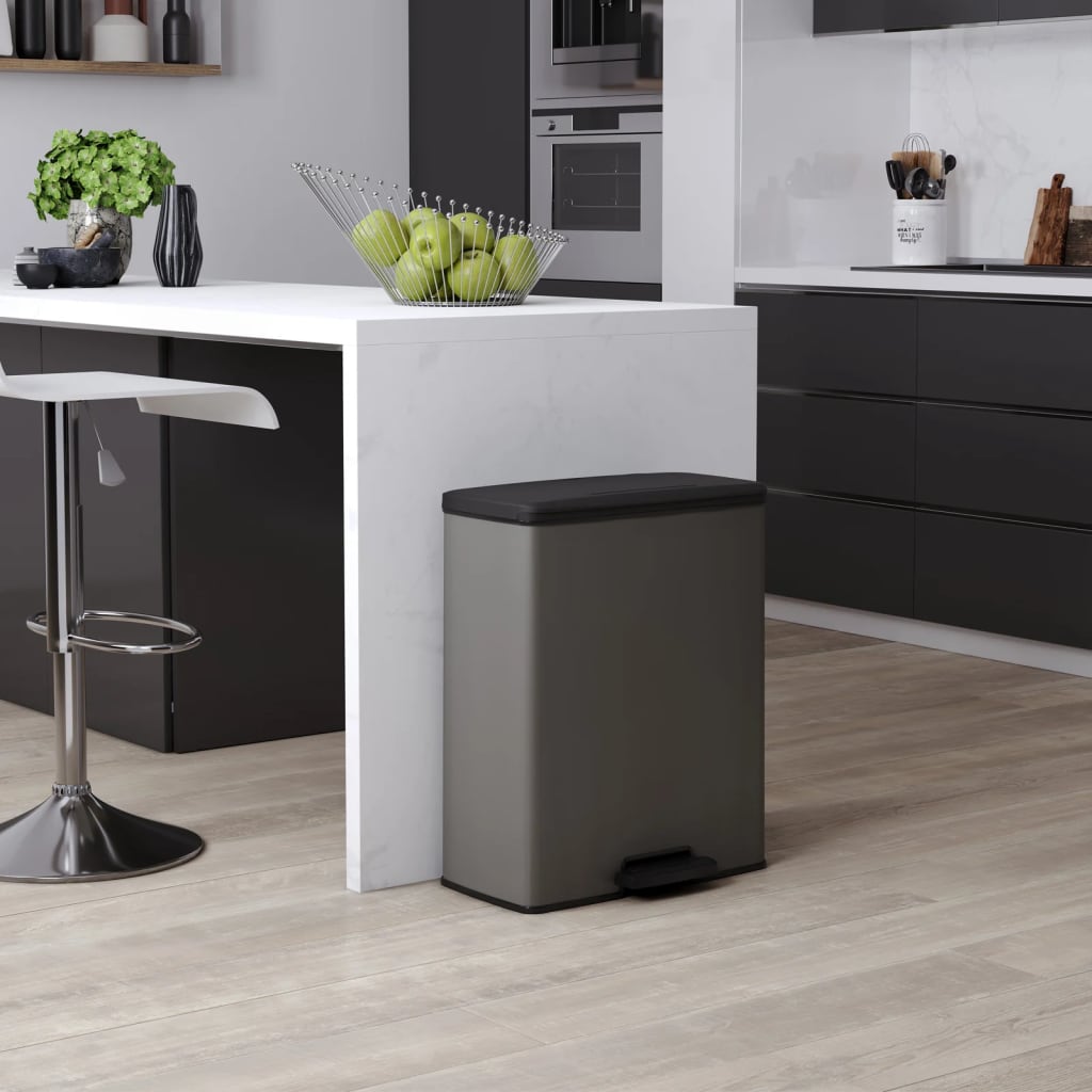 Kurver Curver Pedal Bin Deco Rectangular 65 L chlazení šedé