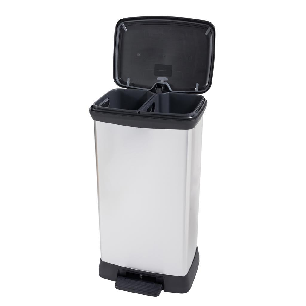 Curver pedaalemmer decobin duo 23l 23l zilver metallic
