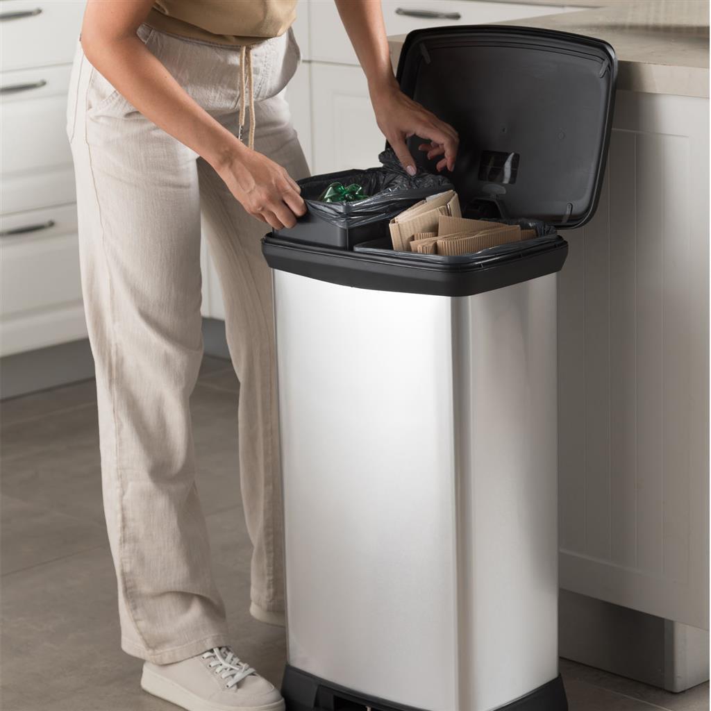 Curver pedaalemmer decobin duo 23l 23l zilver metallic