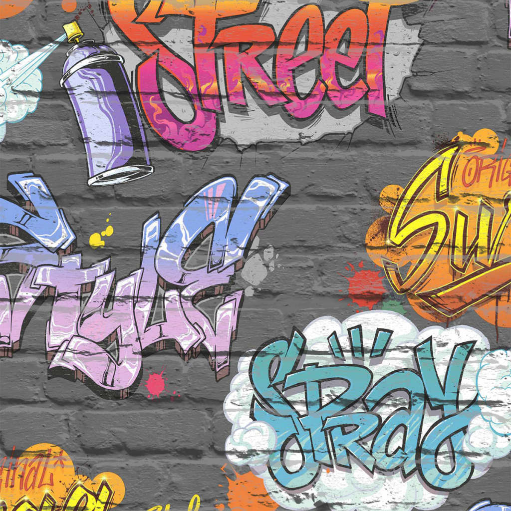 Holländska wallcoverings tapet graffiti flerfärgad L179-01