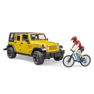 Bruder Auto Jeep Yellow with mountain biker
